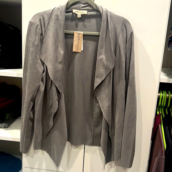 NWT Philosophy Republic Clothing Grey Faux Leather jacket. Size M - Picture 1 of 5